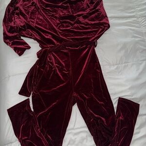 Velvet Burgundy Jumpsuit
